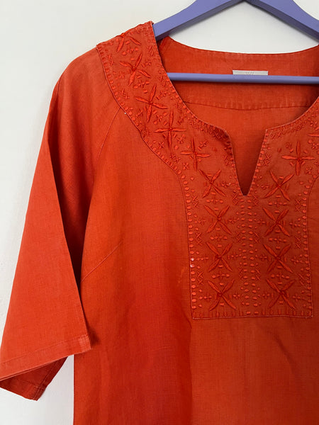 Tangerine linen top - Size 12