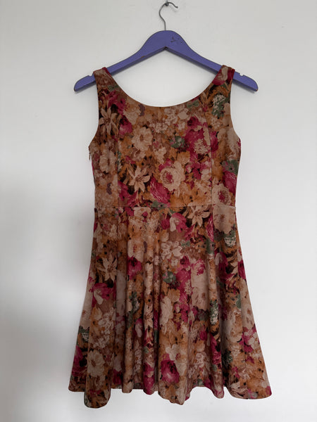 Tan floral dress - Size Small