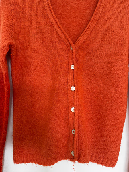 Burnt orange mohair cardigan - Size Medium
