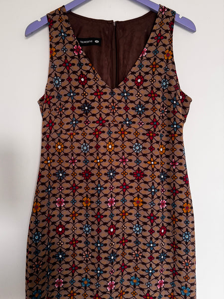 Brown patterned dress - Size 36 (small cut)