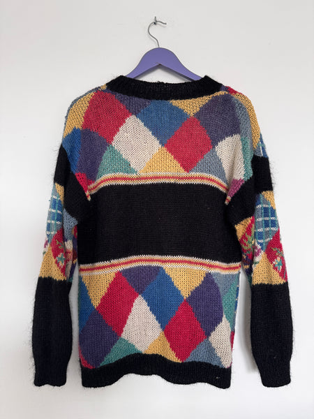 Black mohair vintage knit - Size Medium