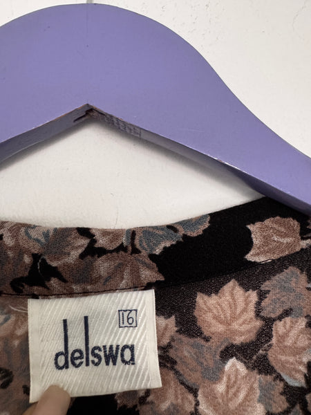 Dark brown floral dress - size 16