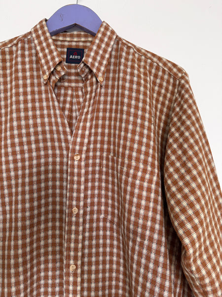 Brown block shirt - Size Medium (male cut)