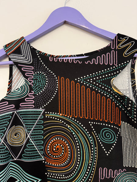 Black pattern tight dress - Size