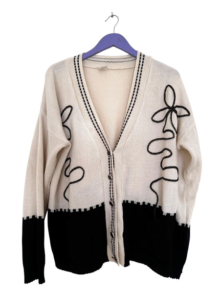Cream & black cardigan - Size XL