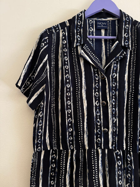 Navy button dress - Size 12