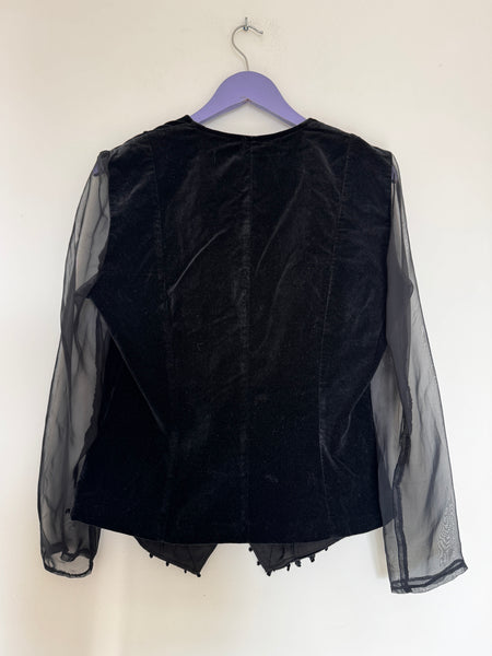 Black velvet sheer top - Size 12