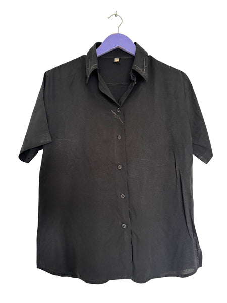 Black embroidered shirt - Size XL