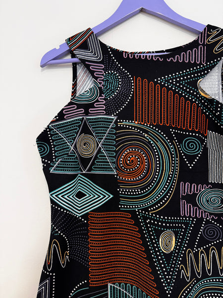 Black pattern tight dress - Size