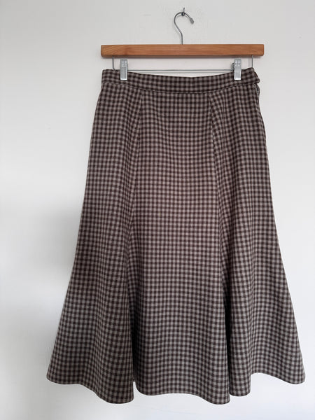 Gingham taupe skirt - Size Large