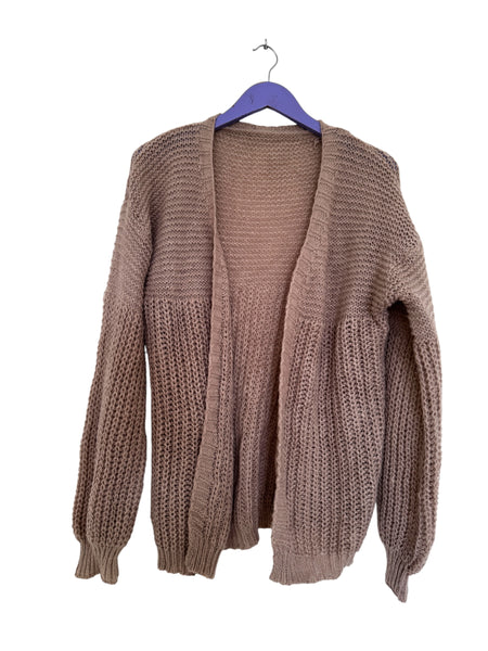 Taupe balloon sleeve knit - Size Large