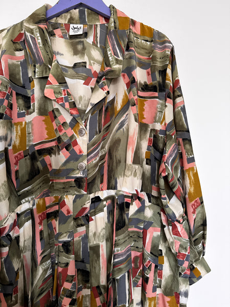 Patterned vintage dress - Size XXL/XXXL