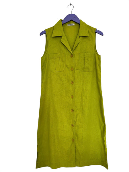 Lime linen dress - Size Large