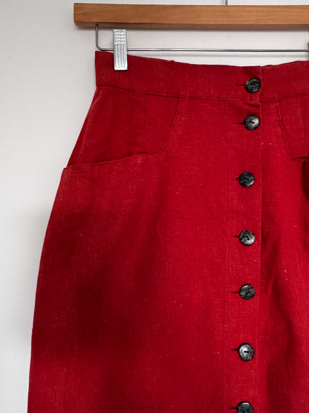 Tangerine linen skirt - Size 36