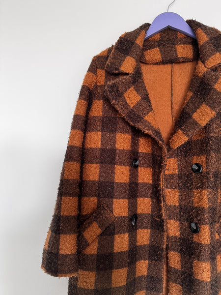 Brown block coat - Size Medium