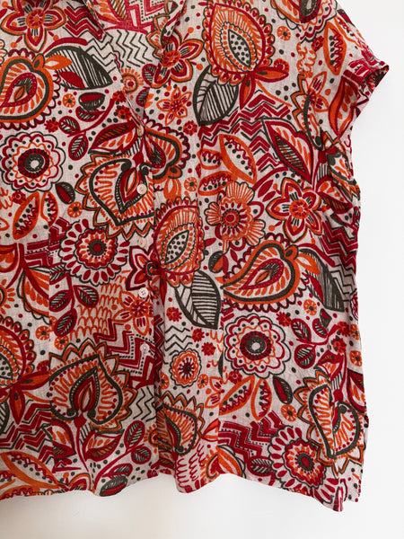Dark orange paisley top - Size