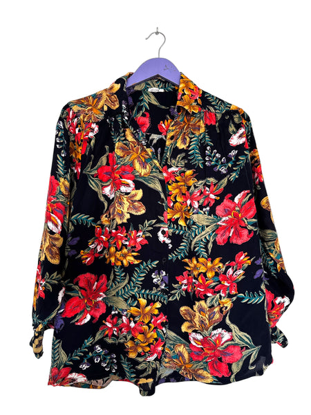 Black floral blouse - Size XL