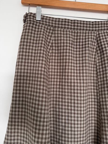 Gingham taupe skirt - Size Large