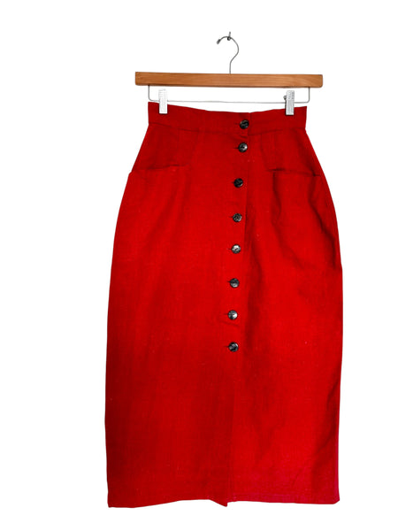 Tangerine linen skirt - Size 36