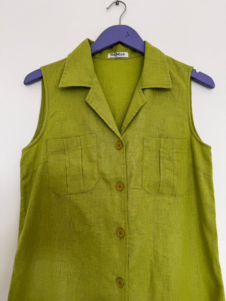 Lime linen dress - Size Large
