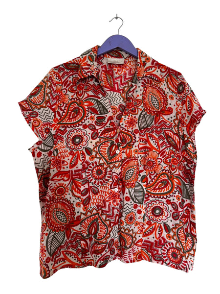 Dark orange paisley top - Size