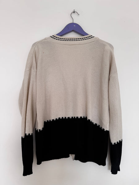 Cream & black cardigan - Size XL