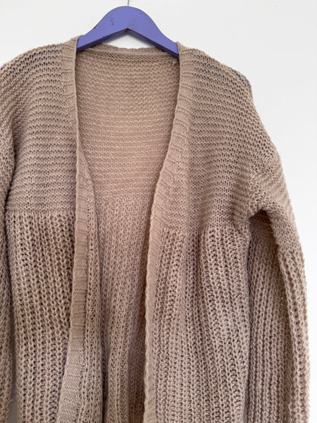 Taupe balloon sleeve knit - Size Large