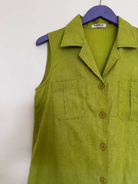 Lime linen dress - Size Large