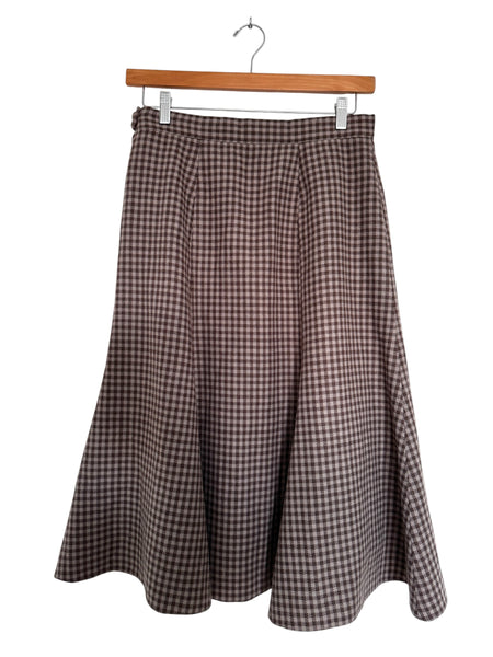 Gingham taupe skirt - Size Large