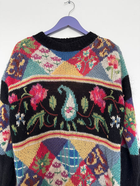 Black mohair vintage knit - Size Medium