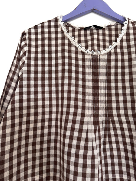 Chocolate gingham top - Size 3XL