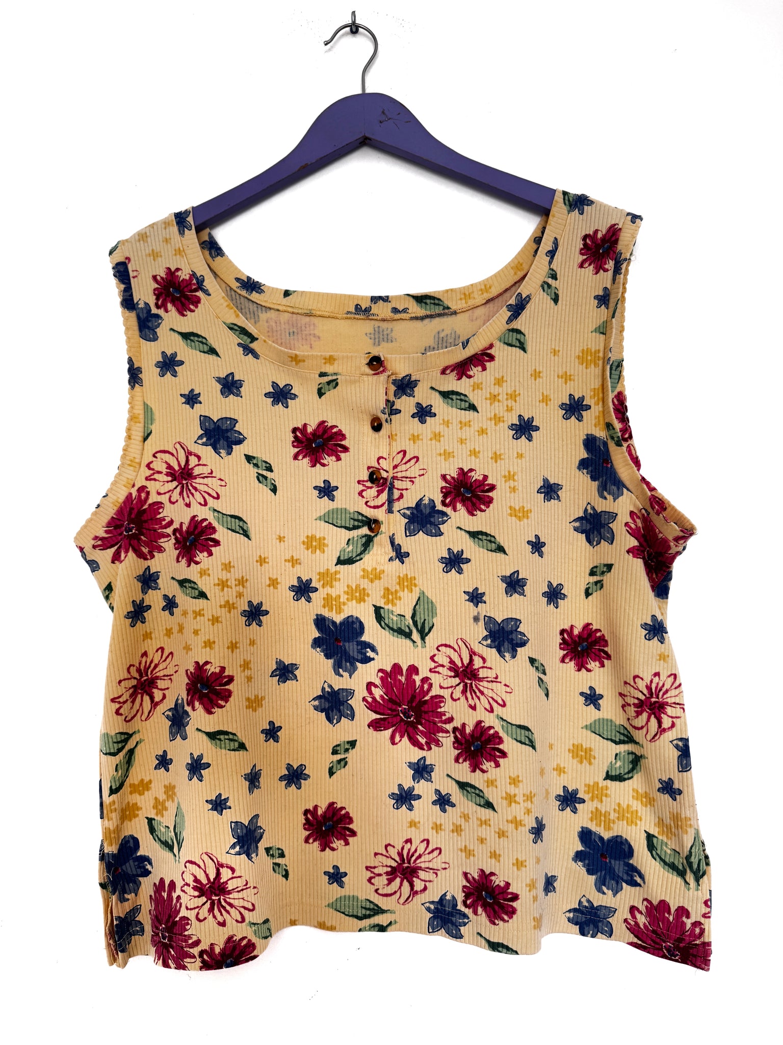 Yellow floral tank top - Size XL