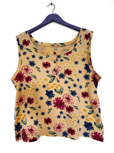 Yellow floral tank top - Size XL