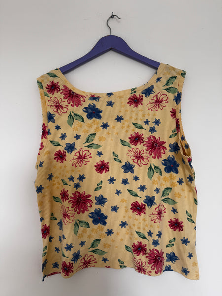 Yellow floral tank top - Size XL