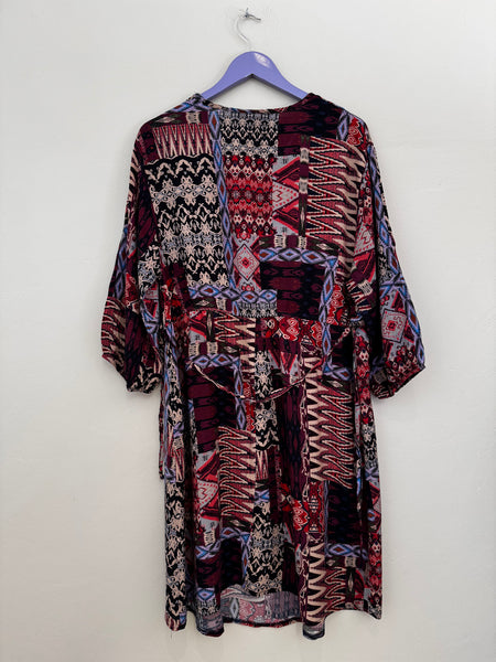 Maroon pattern dress - Size 14