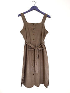 Khaki linen dress - Size Medium