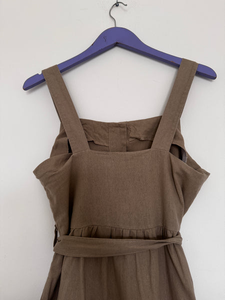 Khaki linen dress - Size Medium