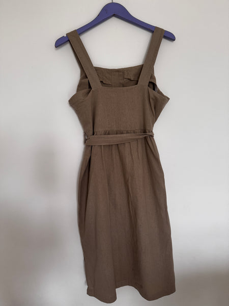 Khaki linen dress - Size Medium