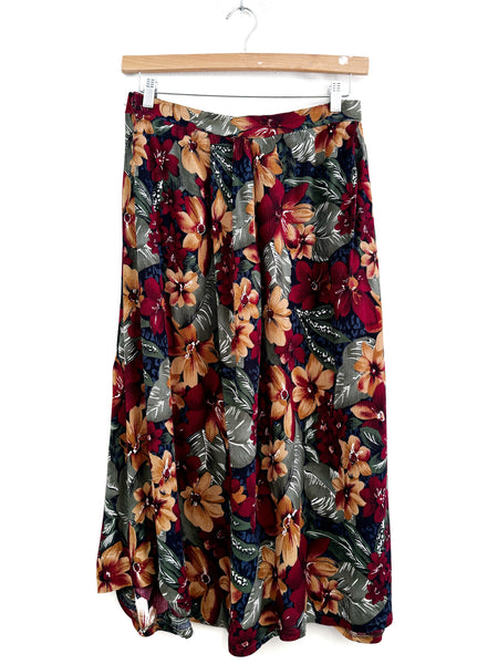 Maroon floral skirt - Size XXL