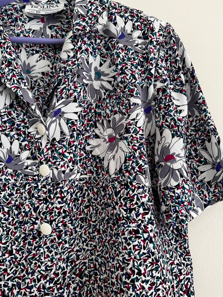 Grey floral blouse - Size 10