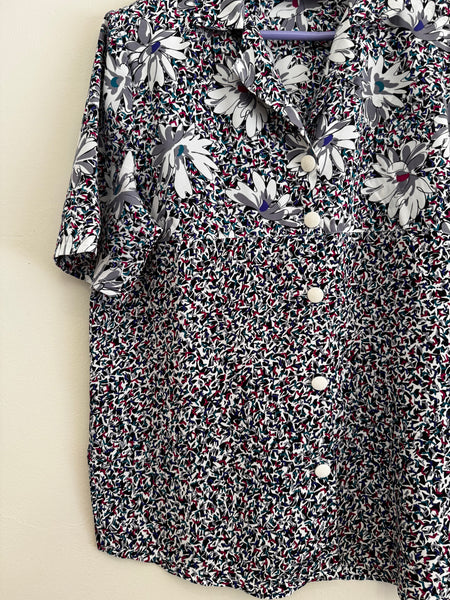 Grey floral blouse - Size 10