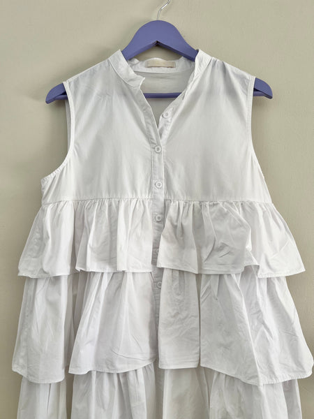 White tier mini dress - Size Large (small cut)