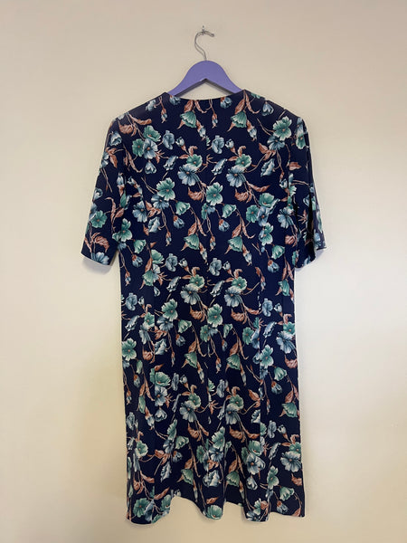 Blue floral button dress - Size Large