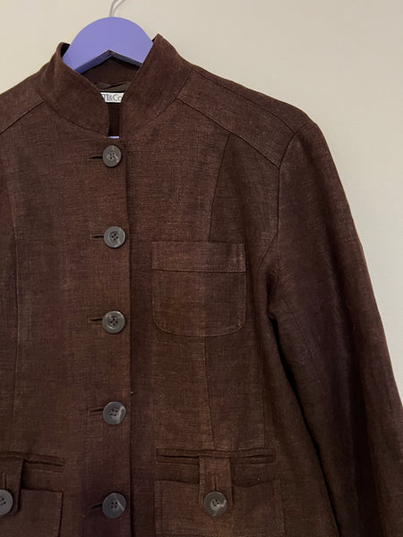 Chocolate linen jacket - Size 10