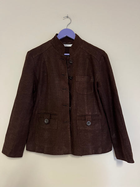 Chocolate linen jacket - Size 10