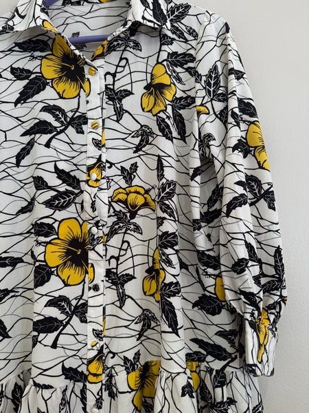 Yellow flower dress top - Size Large