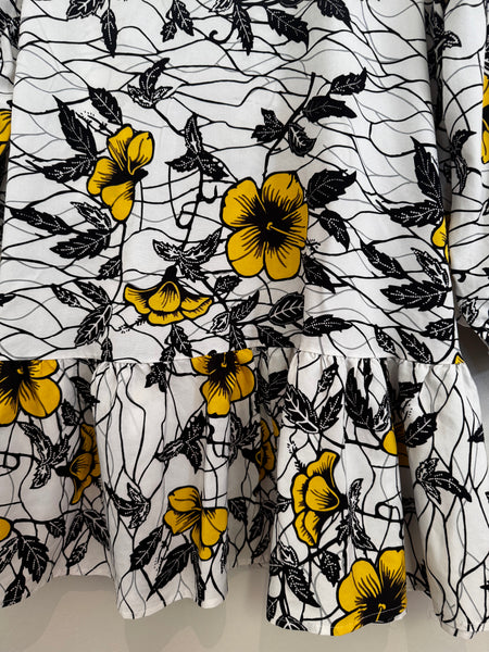 Yellow flower dress top - Size Large