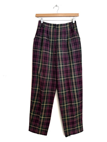 Purple tartan pants - Size 34