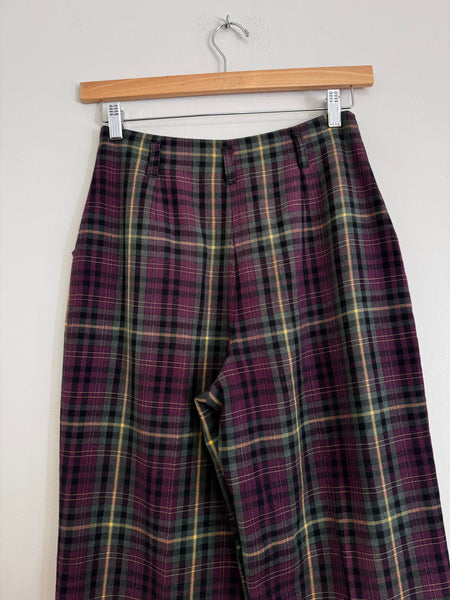 Purple tartan pants - Size 34