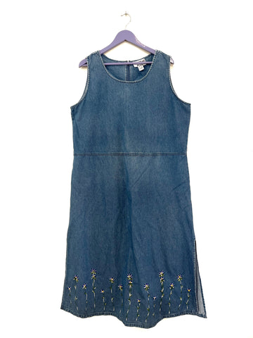 Denim embroidered dress - Size XXL